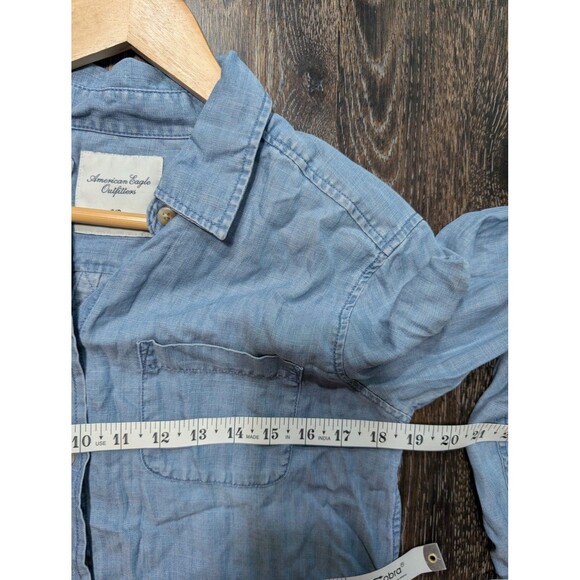 American Eagle Outfitters Shirt Small Blue Chambray Lyocell Button Front Mb - Picture 7 of 8